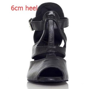 Ολοκαίνουργιες γυναικείες μαύρες γνήσιες δερμάτινες μπότες για χορό/Τάνγκο/Σάλσα/Λάτιν χορού 2017 Ψηλοτάκουνα πάρτι Club Boots