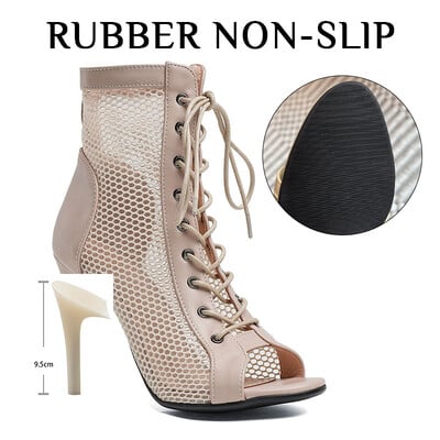 Pantofi de dans femei Stilettos Tocuri înalte Cizme de dans latino Gurile de pește din plasă de mărime Plus pentru pantofi de dans de sală Reglarea coloanei