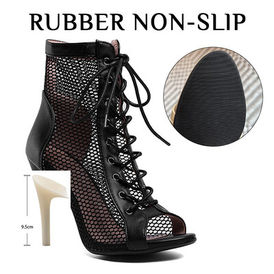 Pantofi de dans femei Stilettos Tocuri înalte Cizme de dans latino Gurile de pește din plasă de mărime Plus pentru pantofi de dans de sală Reglarea coloanei