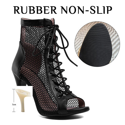 Pantofi de dans femei Stilettos Tocuri înalte Cizme de dans latino Gurile de pește din plasă de mărime Plus pentru pantofi de dans de sală Reglarea coloanei