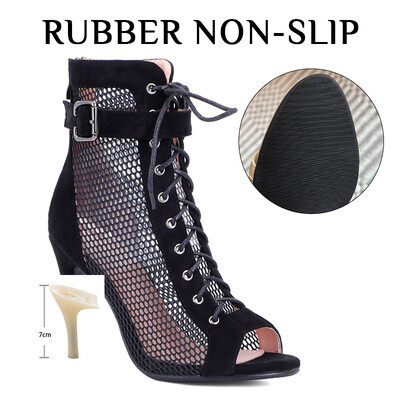 Pantofi de dans femei Stilettos Tocuri înalte Cizme de dans latino Gurile de pește din plasă de mărime Plus pentru pantofi de dans de sală Reglarea coloanei