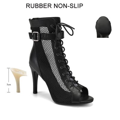 Pantofi de dans femei Stilettos Tocuri înalte Cizme de dans latino Gurile de pește din plasă de mărime Plus pentru pantofi de dans de sală Reglarea coloanei