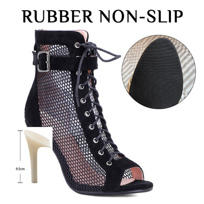 Pantofi de dans femei Stilettos Tocuri înalte Cizme de dans latino Gurile de pește din plasă de mărime Plus pentru pantofi de dans de sală Reglarea coloanei