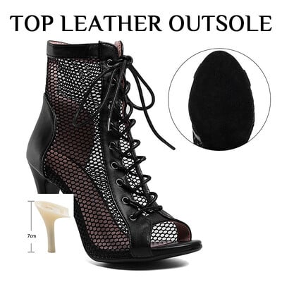 Pantofi de dans femei Stilettos Tocuri înalte Cizme de dans latino Gurile de pește din plasă de mărime Plus pentru pantofi de dans de sală Reglarea coloanei