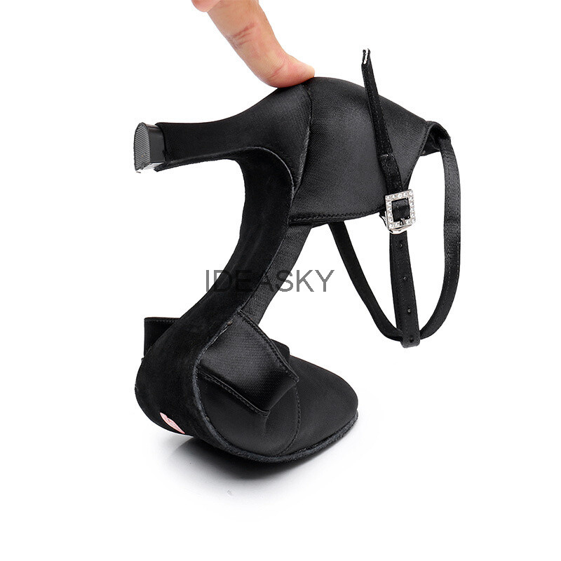 Pantofi de damă Dans latino Sport Salsa Jazz Tango Pantofi de dans pentru femei Tocuri înalte Protejează pielea Satin Roz Negru