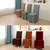 Seersuckeri toolikatted koos seelikuga, suured elastsed kodumunandid, katted, söögilaud, veniv kate peo banketi kaunistamiseks