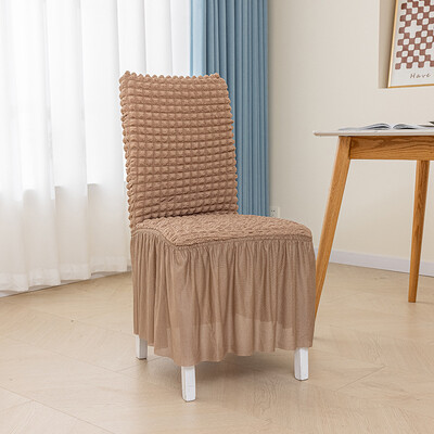 Seersuckeri toolikatted koos seelikuga, suured elastsed kodumunandid, katted, söögilaud, veniv kate peo banketi kaunistamiseks