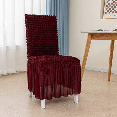 Seersuckeri toolikatted koos seelikuga, suured elastsed kodumunandid, katted, söögilaud, veniv kate peo banketi kaunistamiseks