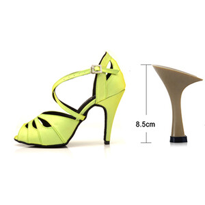 Ladingwu Latin Dance Παπούτσια Μικρό άνοιγμα Γυναικεία Salsa Party Ballroom Dance παπούτσια Κατιονικά Chameleon Symphony Flash Satin