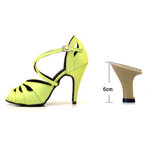 Ladingwu Latin Dance Παπούτσια Μικρό άνοιγμα Γυναικεία Salsa Party Ballroom Dance παπούτσια Κατιονικά Chameleon Symphony Flash Satin