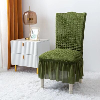 Τραπεζαρία με φούστα Stretch Ψηλό κάλυμμα καρέκλας πλάτης Ruffle Κομψό κάλυμμα καρέκλας Seersucker Πλενόμενο προστατευτικό επίπλων για δωμάτιο