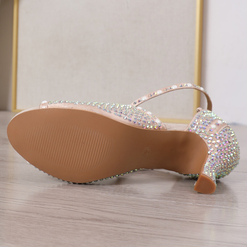 Naiste Salsa peokingad Ladina tantsukingad Suured Väikesed Rhinestones Läikiv pronksnahk Must Satiin Kuuba Konts