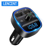 LENCENT Transmițător FM Bluetooth Adaptor radio fără fir Kit auto cu încărcare dublă USB Încărcător pentru mașină MP3 Player Suport card TF