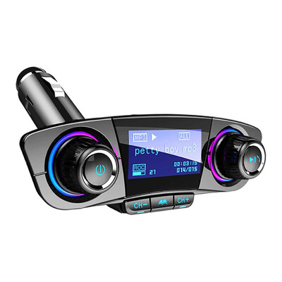 Transmițător FM Bluetooth BT5.0 Kit auto Mâini libere Card TF Unitate flash USB Port de ieșire AUX de 3,5 mm Încărcător rapid USB dublu Player MP3