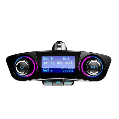 Bluetooth FM-saatja BT5.0 vabakäeautokomplekt TF-kaart USB-mälupulk 3,5 mm AUX-väljundport Kahekordne USB-kiirlaadija MP3-mängija