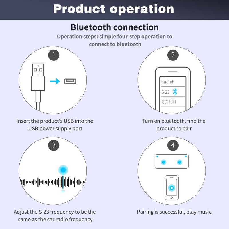 Gadpow Transmițător FM Bluetooth 5.0 Transmițător audio pentru mașină Adaptor Bluetooth fără fir Kit auto Mâini libere pentru telefon