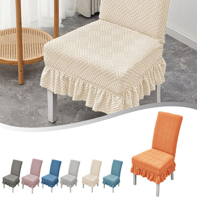 1 buc. husă universală elastică pentru scaun de sufragerie moale anti-rid tricotată jacquard catifea masă și husă pentru scaun, opțiunea 7 culori