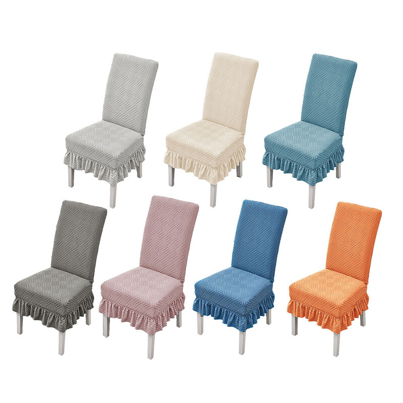 1 БР. Еластичен универсален калъф за трапезарен стол Мека плетена жакардова кадифена маса против бръчки и калъф за стол 7 цвята Опция
