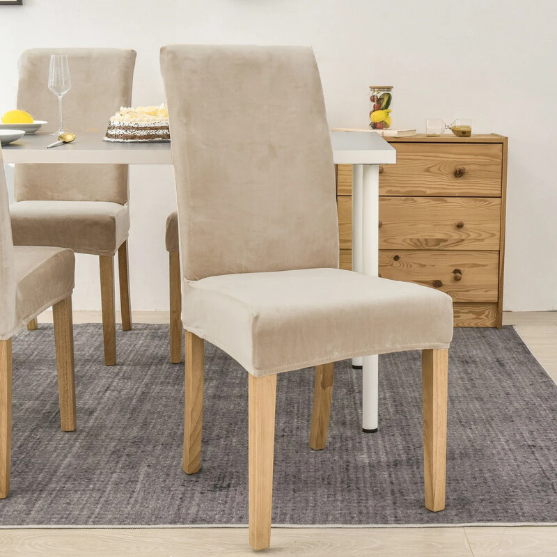 Husa de scaun din catifea 1 buc pentru sufragerie Spandex elastic super moale husa pentru scaun pentru bucatarie, acasa, hotel, banchet de nunta