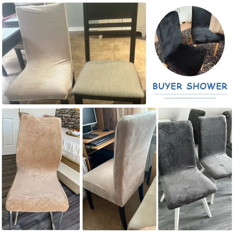 Husa de scaun din catifea 1 buc pentru sufragerie Spandex elastic super moale husa pentru scaun pentru bucatarie, acasa, hotel, banchet de nunta