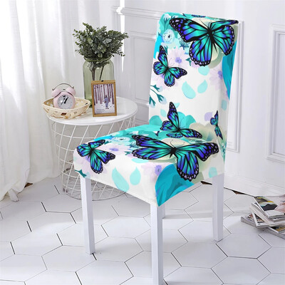 Huse pentru scaune în stil animal Huse pentru scaune elastice pentru luat masa Huse Chiars Huse model fluture desene animate Husa scaun acasă Stuhlbezug