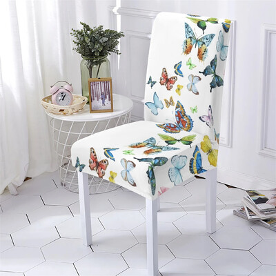 Huse pentru scaune în stil animal Huse pentru scaune elastice pentru luat masa Huse Chiars Huse model fluture desene animate Husa scaun acasă Stuhlbezug