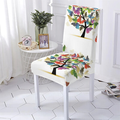 Huse pentru scaune în stil animal Huse pentru scaune elastice pentru luat masa Huse Chiars Huse model fluture desene animate Husa scaun acasă Stuhlbezug