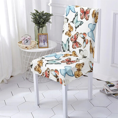 Huse pentru scaune în stil animal Huse pentru scaune elastice pentru luat masa Huse Chiars Huse model fluture desene animate Husa scaun acasă Stuhlbezug
