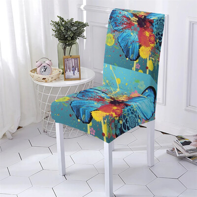 Huse pentru scaune în stil animal Huse pentru scaune elastice pentru luat masa Huse Chiars Huse model fluture desene animate Husa scaun acasă Stuhlbezug