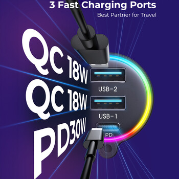 Bluetooth 5.3 FM Transmitt Bluetooth автомобилен адаптер зарядно за кола PD&QC 3.0 FM Bluetooth автомобилен предавател Модулатор в колата