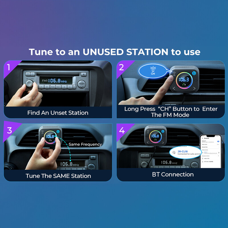 Bluetooth 5.3 FM Transmitt Bluetooth Προσαρμογέας αυτοκινήτου Φορτιστής αυτοκινήτου PD&QC 3.0 FM Bluetooth Transmitter Cardulator In The Car