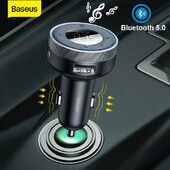 Baseus FM Tansmitter Wireless Bluetooth 5.0 Adaptor modulator radio FM 2.4A Porturi USB Încărcător auto Mâini libere AUX Disk MP3 Player