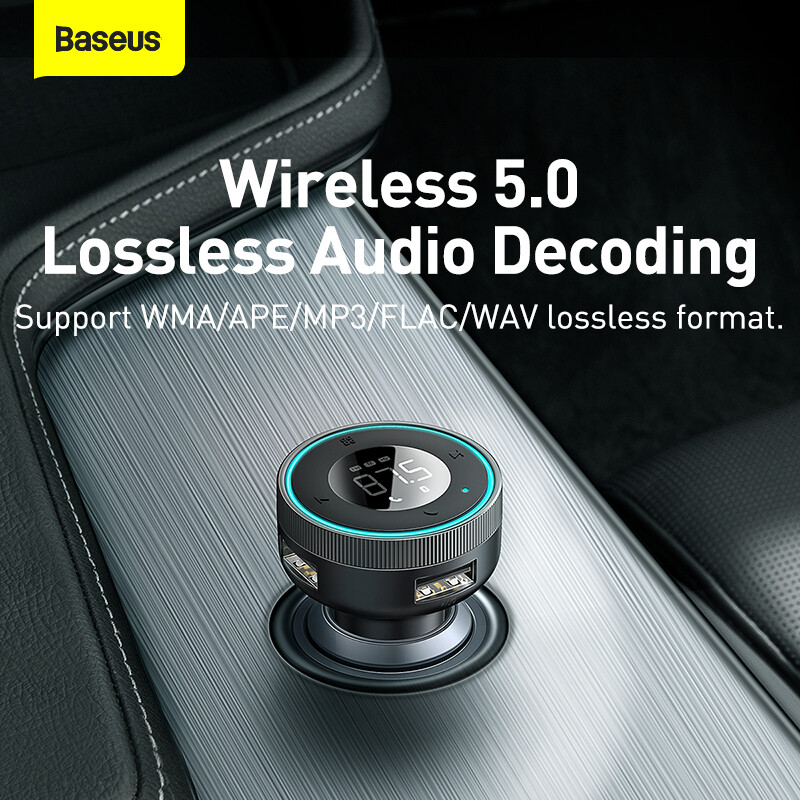 Baseus FM Tansmitter Wireless Bluetooth 5.0 Adaptor modulator radio FM 2.4A Porturi USB Încărcător auto Mâini libere AUX Disk MP3 Player