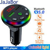 JaJaBor Transmițător FM Brichetă USB Card SD Încărcare rapidă USB Încărcător telefon Bluetooth 5.0 Kit Mâini libere Auto MP3 Player
