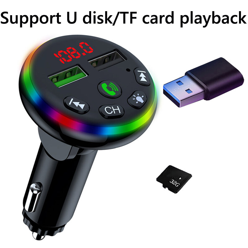 JaJaBor Transmițător FM Brichetă USB Card SD Încărcare rapidă USB Încărcător telefon Bluetooth 5.0 Kit Mâini libere Auto MP3 Player