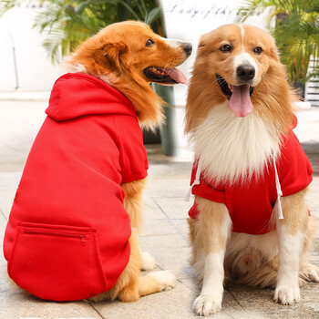 Φούτερ για κατοικίδια για μεγάλα σκυλιά Golden Retriever φούτερ με καπέλο και τσέπη με φερμουάρ Ανοιξιάτικο και Φθινοπωρινό Fleece Golden Retriever Ρούχα για κατοικίδια