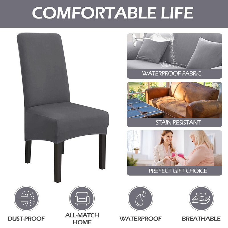 1/2/4/6 kom navlaka za stolac s visokim naslonom za blagovaonicu Jacquard rastezljiva XL veličina Navlaka za stolicu protiv prljanja Spandex štitnici za sjedala