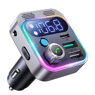 Transmițător FM Bluetooth pentru radio auto cu microfon dublu pentru apeluri telefonice fără fir Mâini libere player MP3 suport pentru încărcare rapidă