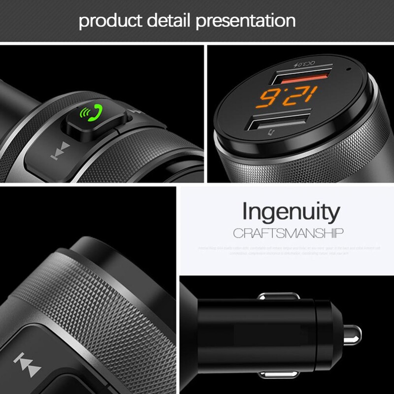 Transmițător FM Bluetooth 5.0 Receptor audio fără fir Mâini libere pentru mașină Player MP3 automat Încărcător rapid USB dublu Accesorii auto