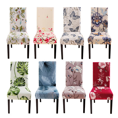 Spandex Chair Cover Stretch Home Dining Elastic Floral Print Chair Covers Multifunctional Spandex Elastic Cloth Universal Size