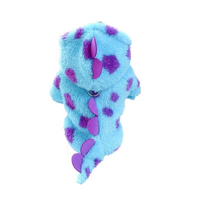 Lemmikloomade riided kassi koera paksendatud soe sinine dinosauruse kapuutsiga mantel koos pingutusnööriga pandlaga loomatarbed