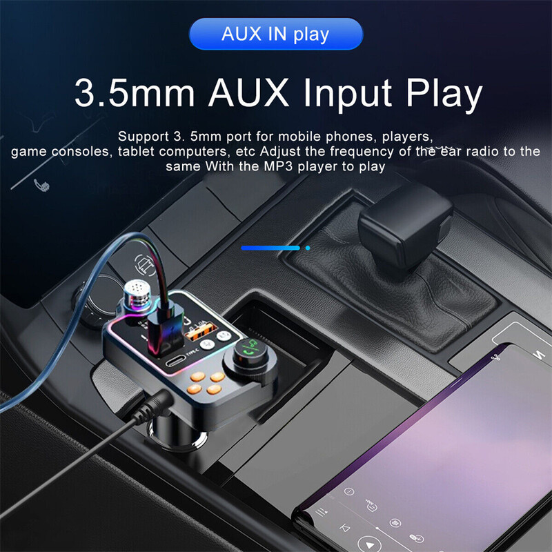 Automobilski FM modulator odašiljač Bluetooth 5.0 FM odašiljač 3.1A Dual USB priključak PD punjenje Handsfree oprema za automobil Bežični Aux Audio