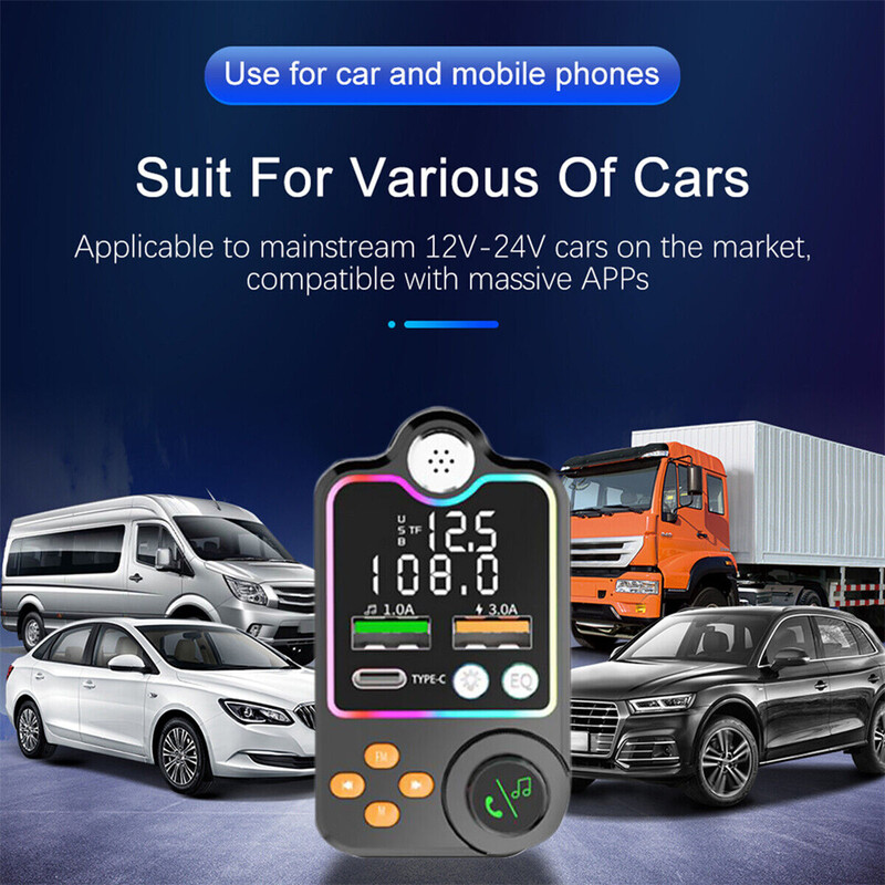 Automobilski FM modulator odašiljač Bluetooth 5.0 FM odašiljač 3.1A Dual USB priključak PD punjenje Handsfree oprema za automobil Bežični Aux Audio