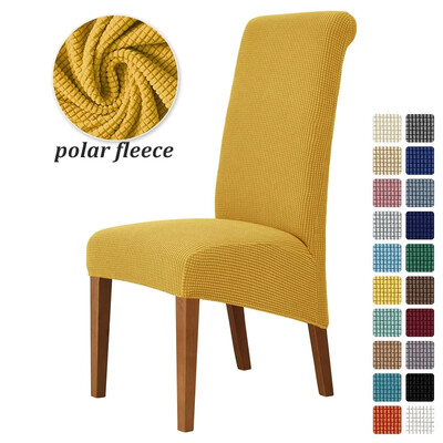 Polar Fleece Elastic Dining Chair Cover Stretch Long Back Chair Slipcover Washable Seat Covers with Back for Home Kitchen Chairs