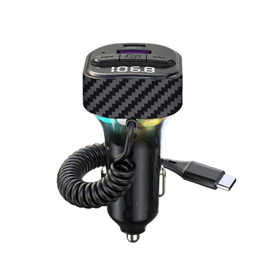 Πομπός FM αυτοκινήτου 30W PD Τύπος C Διπλή USB γρήγορη φόρτιση αυτοκινήτου Φως περιβάλλοντος Bluetooth 5.3 Συσκευή αναπαραγωγής handsfree MP3 Διαμορφωτής FM αυτοκινήτου