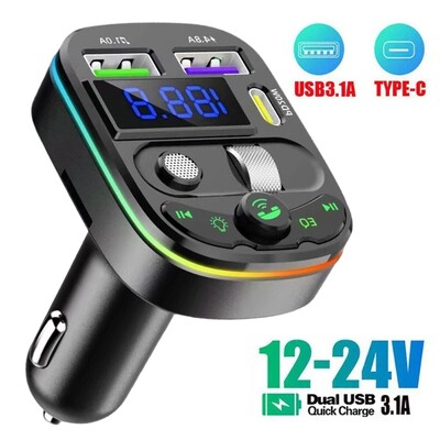 Automobilinis Bluetooth imtuvas WQ28 5.0 FM siųstuvas dvigubas USB automobilinis įkroviklis 3.1A palaikymas U disko MP3 moduliatorius muzikos grotuvas