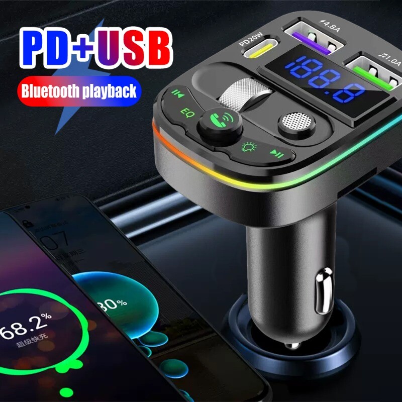 Receptor Bluetooth pentru mașină WQ28 Transmițător FM 5.0 Încărcător auto USB dublu 3.1A Suport U Disk Modulator MP3 Player muzical