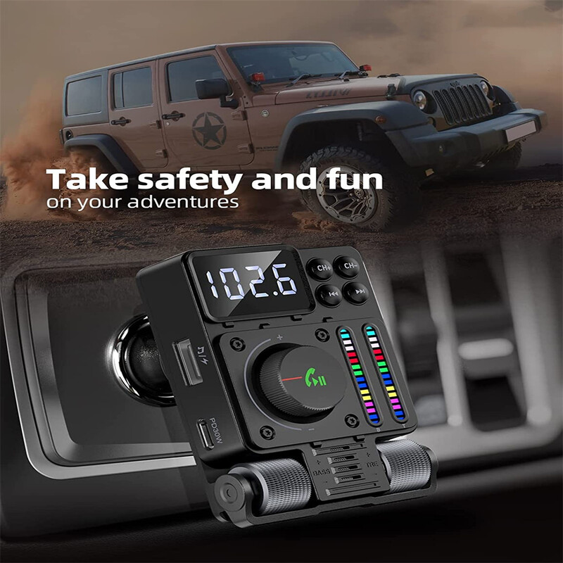 Bluetooth 5.3 Transmițător FM fără fir pentru mașină Adaptor radio PD30W QC3.0 Încărcare rapidă pentru mașină MP3 U Disk Accesorii pentru player muzical