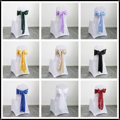 10 buc/lot cerceve pentru scaun din satin fundă pentru scaun de nuntă cu nod panglică cravate pentru petrecere, eveniment, hotel, decorațiuni pentru scaune de banchet