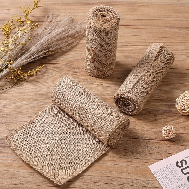 1 bucăți pentru scaun din pânză de pânză, 17*275 cm, fundă de iută naturală, pentru decorarea scaunului de recepție de nuntă rustică.